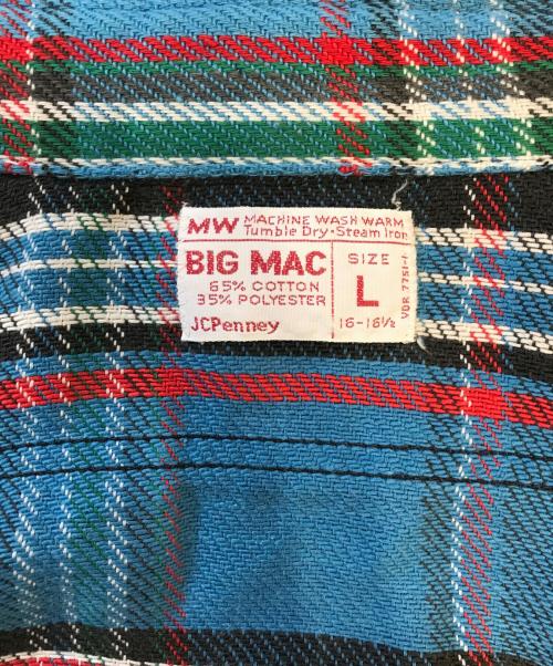 big mac（ビッグマック）big mac (ビッグマック) J.C.PENNY (ジェーシーペニー) エルボーパッチ付 チェックネルシャツ ブルー サイズ:Lの古着・服飾アイテム