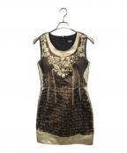 DOLCE & GABBANAドルチェ＆ガッバーナ）の古着「総柄ワンピース」｜ブラウン×ブラック