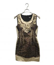 DOLCE & GABBANA（ドルチェ＆ガッバーナ）の古着「総柄ワンピース」｜ブラウン×ブラック