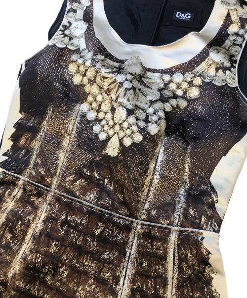 DOLCE & GABBANA（ドルチェ＆ガッバーナ）DOLCE & GABBANA (ドルチェ＆ガッバーナ) 総柄ワンピース ブラウン×ブラック サイズ:40の古着・服飾アイテム