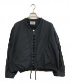 ARMANI JEANSアルマーニジーンズ）の古着「ショート丈ノーカラージャケット」｜ネイビー