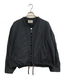 ARMANI JEANS（アルマーニジーンズ）の古着「ショート丈ノーカラージャケット」｜ネイビー