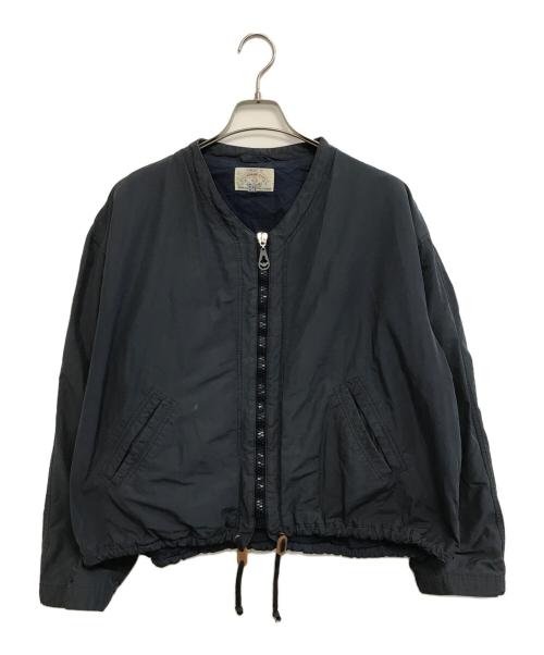 ARMANI JEANS（アルマーニジーンズ）ARMANI JEANS (アルマーニジーンズ) ショート丈ノーカラージャケット ネイビー サイズ:52の古着・服飾アイテム