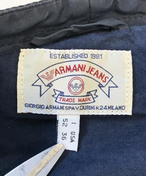ARMANI JEANS（アルマーニジーンズ）ARMANI JEANS (アルマーニジーンズ) ショート丈ノーカラージャケット ネイビー サイズ:52の古着・服飾アイテム