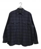 COMOLIコモリ）の古着「ウールシルク ワークシャツ」｜ネイビー