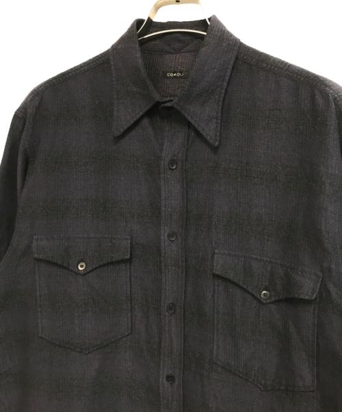 COMOLI（コモリ）COMOLI (コモリ) ウールシルク ワークシャツ ネイビー サイズ:表記なしの古着・服飾アイテム