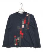 COMME des GARCONS HOMMEコムデギャルソン オム）の古着「00’s 縮絨パッチワークL/Sカットソー」｜ネイビー
