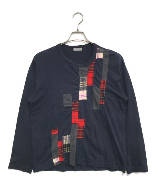 COMME des GARCONS HOMME（コムデギャルソン オム）COMME des GARCONS HOMME (コムデギャルソン オム) 00’s 縮絨パッチワークL/Sカットソー ネイビー サイズ:表記なしの古着・服飾アイテム