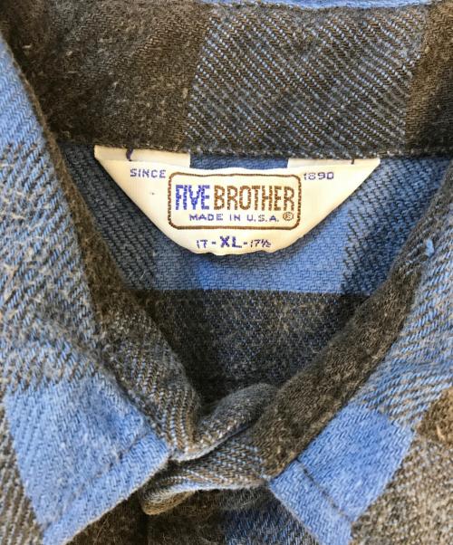 FIVE BROTHER（ファイブブラザー）FIVE BROTHER (ファイブブラザー) チェックネルシャツ ブルー×ブラック サイズ:XLの古着・服飾アイテム