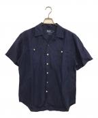 POLO RALPH LAURENポロ・ラルフローレン）の古着「シルクリネンオープンカラーシャツ」｜ネイビー
