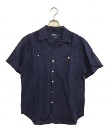 POLO RALPH LAUREN（ポロ・ラルフローレン）の古着「シルクリネンオープンカラーシャツ」｜ネイビー