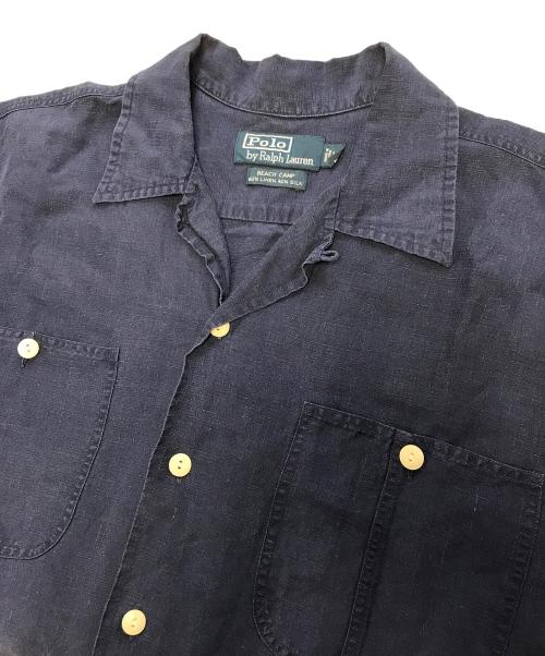 POLO RALPH LAUREN（ポロ・ラルフローレン）POLO RALPH LAUREN (ポロ・ラルフローレン) シルクリネンオープンカラーシャツ ネイビー サイズ:Mの古着・服飾アイテム