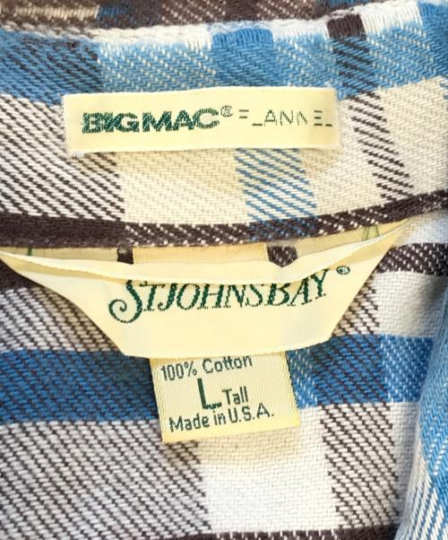 ST JOHN'S BAY（セントジョンズベイ）ST JOHN'S BAY (セントジョンズベイ) BIG MAC (ビッグマック) チェックネルシャツ ブルー×ブラウン サイズ:Lの古着・服飾アイテム