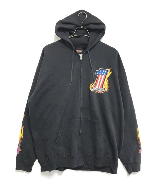 HARLEY-DAVIDSON（ハーレーダビッドソン）HARLEY-DAVIDSON (ハーレーダビッドソン) 10’s ジップパーカー ブラック サイズ:XLの古着・服飾アイテム