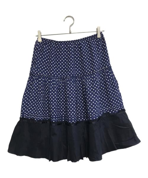 tricot COMME des GARCONS（トリココムデギャルソン）tricot COMME des GARCONS (トリココムデギャルソン) 切替ドットスカート ネイビー サイズ:Mの古着・服飾アイテム