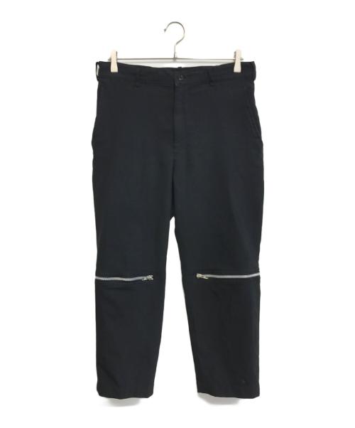 BLACK COMME des GARCONS（ブラックコムデギャルソン）BLACK COMME des GARCONS (ブラックコムデギャルソン) ポリ縮絨ジップデザインスラックス ブラック サイズ:Mの古着・服飾アイテム