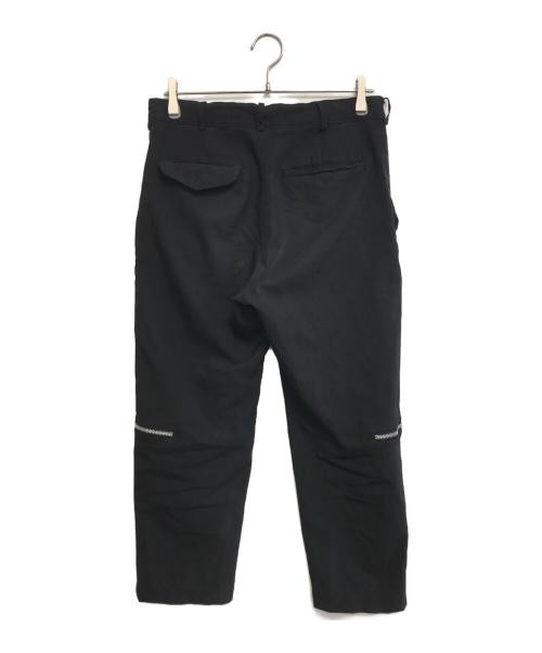 BLACK COMME des GARCONS（ブラックコムデギャルソン）BLACK COMME des GARCONS (ブラックコムデギャルソン) ポリ縮絨ジップデザインスラックス ブラック サイズ:Mの古着・服飾アイテム