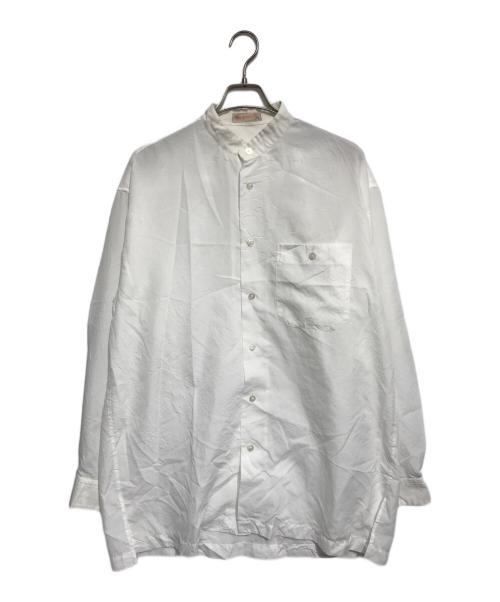 ISSEY MIYAKE MEN（イッセイミヤケメン）ISSEY MIYAKE MEN (イッセイミヤケメン) シワ加工バンドカラーシャツ ホワイト サイズ:Lの古着・服飾アイテム
