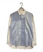 COMME des GARCONS SHIRTコムデギャルソンシャツ）の古着「パッチワークストライプシャツ」｜ホワイト