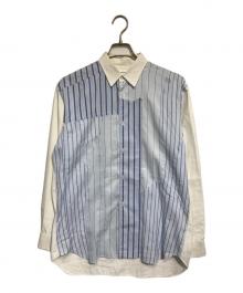 COMME des GARCONS SHIRT（コムデギャルソンシャツ）の古着「パッチワークストライプシャツ」｜ホワイト