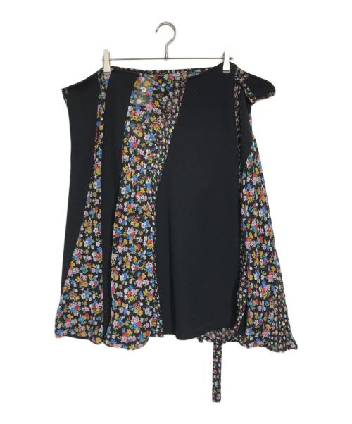 tricot COMME des GARCONS（トリココムデギャルソン）tricot COMME des GARCONS (トリココムデギャルソン) 異素材切替 花柄ラップスカート ブラック サイズ:Sの古着・服飾アイテム