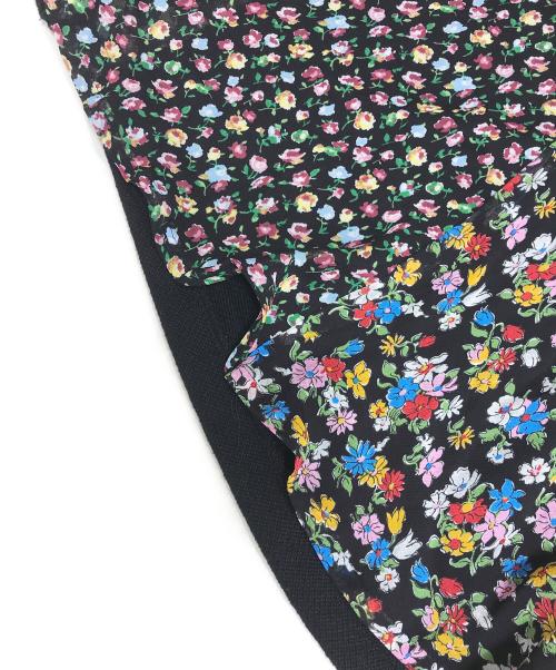 tricot COMME des GARCONS（トリココムデギャルソン）tricot COMME des GARCONS (トリココムデギャルソン) 異素材切替 花柄ラップスカート ブラック サイズ:Sの古着・服飾アイテム
