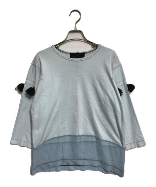 tricot COMME des GARCONS（トリココムデギャルソン）tricot COMME des GARCONS (トリココムデギャルソン) 切替装飾カットソー スカイブルー サイズ:Mの古着・服飾アイテム