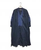 ne quittez pasヌキテパ）の古着「C.DOBBY STRIPE EMB DRESS」｜ネイビー