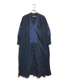 ne quittez pas（ヌキテパ）の古着「C.DOBBY STRIPE EMB DRESS」｜ネイビー