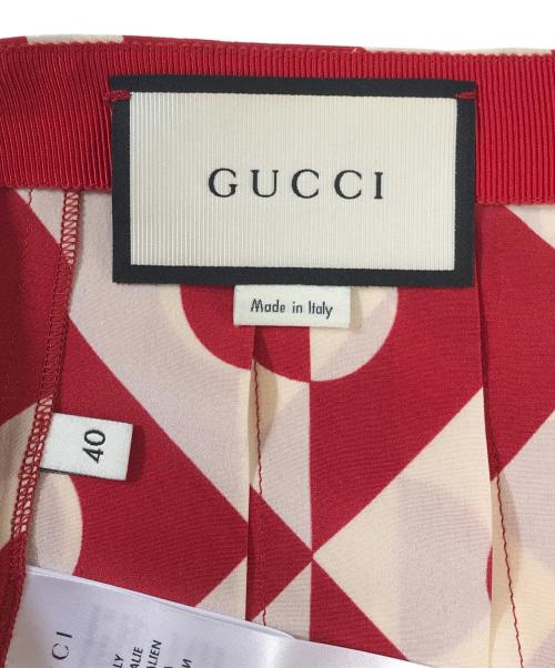 GUCCI（グッチ）GUCCI (グッチ) 総柄プリーツスカート レッド サイズ:40の古着・服飾アイテム