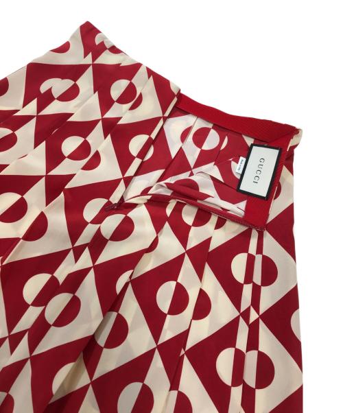 GUCCI（グッチ）GUCCI (グッチ) 総柄プリーツスカート レッド サイズ:40の古着・服飾アイテム
