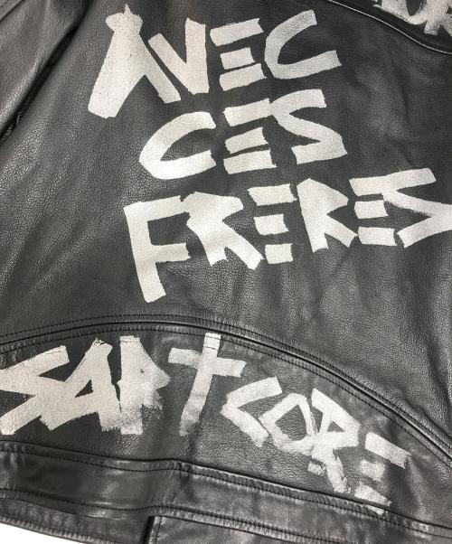 ART COMES FIRST（アートカムズファースト）ART COMES FIRST (アートカムズファースト) ペイントレザーライダースジャケット ブラック サイズ:36の古着・服飾アイテム