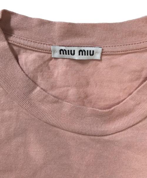 MIU MIU（ミュウミュウ）MIU MIU (ミュウミュウ) 裾ロゴTシャツ ピンク サイズ:XSの古着・服飾アイテム