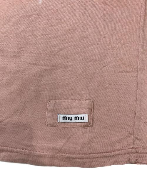 MIU MIU（ミュウミュウ）MIU MIU (ミュウミュウ) 裾ロゴTシャツ ピンク サイズ:XSの古着・服飾アイテム
