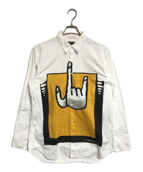COMME des GARCONS HOMME PLUS（コムデギャルソンオムプリュス）COMME des GARCONS HOMME PLUS (コムデギャルソンオムプリュス) コラボプリント長袖シャツ ホワイト サイズ:Sの古着・服飾アイテム
