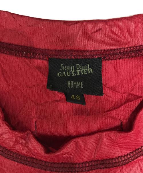 Jean Paul Gaultier homme（ジャンポールゴルチェオム）Jean Paul Gaultier homme (ジャンポールゴルチェオム) シワ加工ノースリーブTシャツ レッド サイズ:48の古着・服飾アイテム
