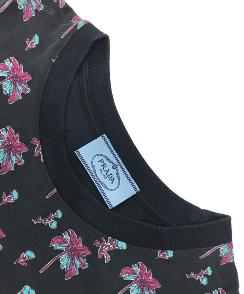 PRADA（プラダ）PRADA (プラダ) フローラルTシャツ ブラック サイズ:Mの古着・服飾アイテム