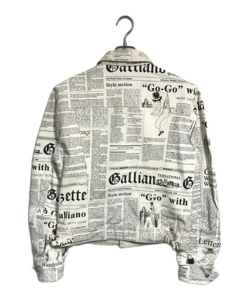 JOHN GALLIANO（ジョンガリアーノ）JOHN GALLIANO (ジョンガリアーノ) ニュースペーパー柄 ジャケット ホワイト サイズ:48の古着・服飾アイテム