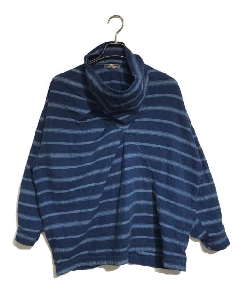 ISSEY MIYAKE（イッセイミヤケ）ISSEY MIYAKE (イッセイミヤケ) タートルネック変形カットソー ブルー サイズ:Sの古着・服飾アイテム