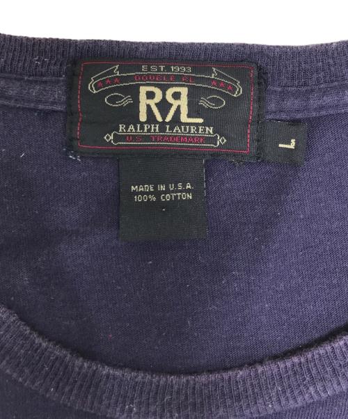 RRL（ダブルアールエル）RRL (ダブルアールエル) ロゴプリントTシャツ ネイビー サイズ:Lの古着・服飾アイテム