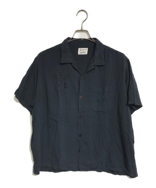 CAMPUS（キャンパス）CAMPUS (キャンパス) レーヨンオープンカラーシャツ ブラック サイズ:XLの古着・服飾アイテム