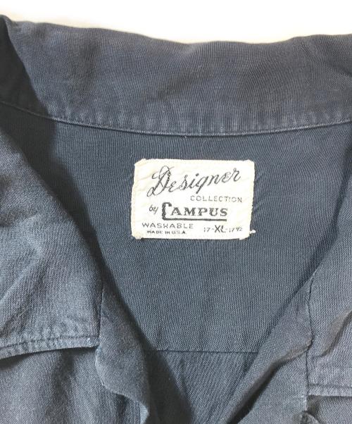 CAMPUS（キャンパス）CAMPUS (キャンパス) レーヨンオープンカラーシャツ ブラック サイズ:XLの古着・服飾アイテム