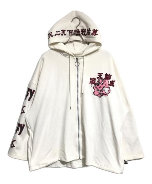 GALFY（ガルフィー）GALFY (ガルフィー) KRYclothing (ケリークロージング) ジップパーカー ホワイト サイズ:Freeの古着・服飾アイテム