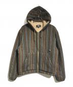 stussyステューシー）の古着「WOOL STRIPE WORK JACKET」｜ブラウン
