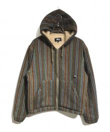 stussy（ステューシー）の古着「WOOL STRIPE WORK JACKET」｜ブラウン