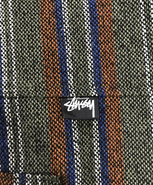 stussy（ステューシー）stussy (ステューシー) WOOL STRIPE WORK JACKET ブラウン サイズ:Lの古着・服飾アイテム