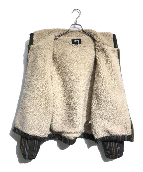 stussy（ステューシー）stussy (ステューシー) WOOL STRIPE WORK JACKET ブラウン サイズ:Lの古着・服飾アイテム