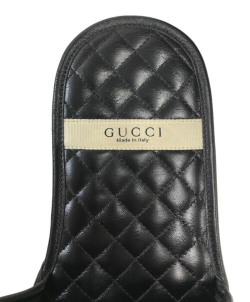 GUCCI（グッチ）GUCCI (グッチ) Horsebit Quilted Leather Slides(ホースビットキルティングレザースリッパ) ブラック サイズ:不明の古着・服飾アイテム