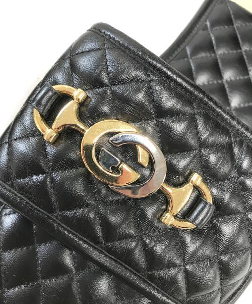GUCCI（グッチ）GUCCI (グッチ) Horsebit Quilted Leather Slides(ホースビットキルティングレザースリッパ) ブラック サイズ:不明の古着・服飾アイテム