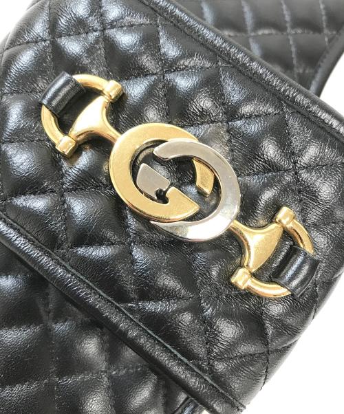 GUCCI（グッチ）GUCCI (グッチ) Horsebit Quilted Leather Slides(ホースビットキルティングレザースリッパ) ブラック サイズ:不明の古着・服飾アイテム